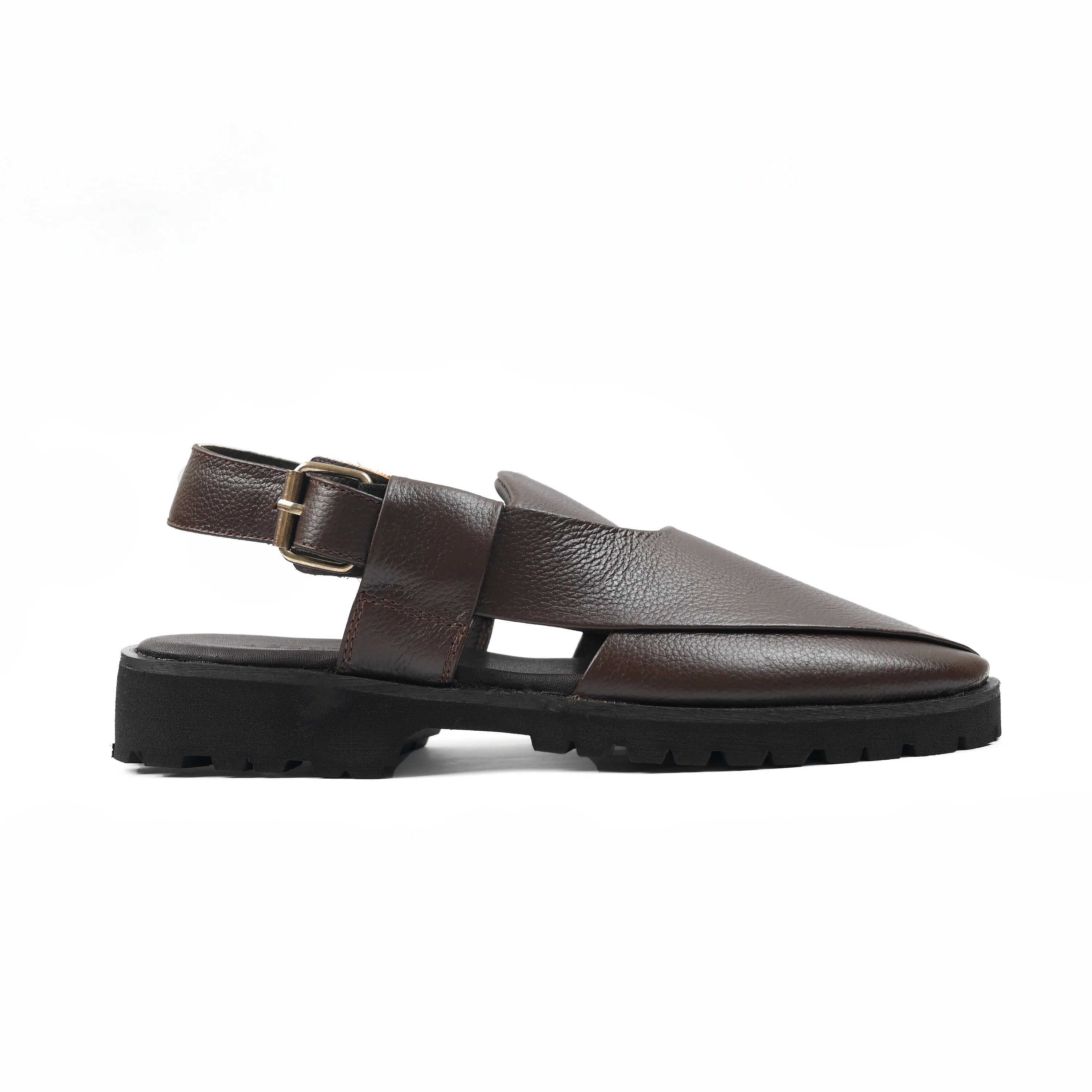 BROWN MILT LEATHER SANDAL - Image 3