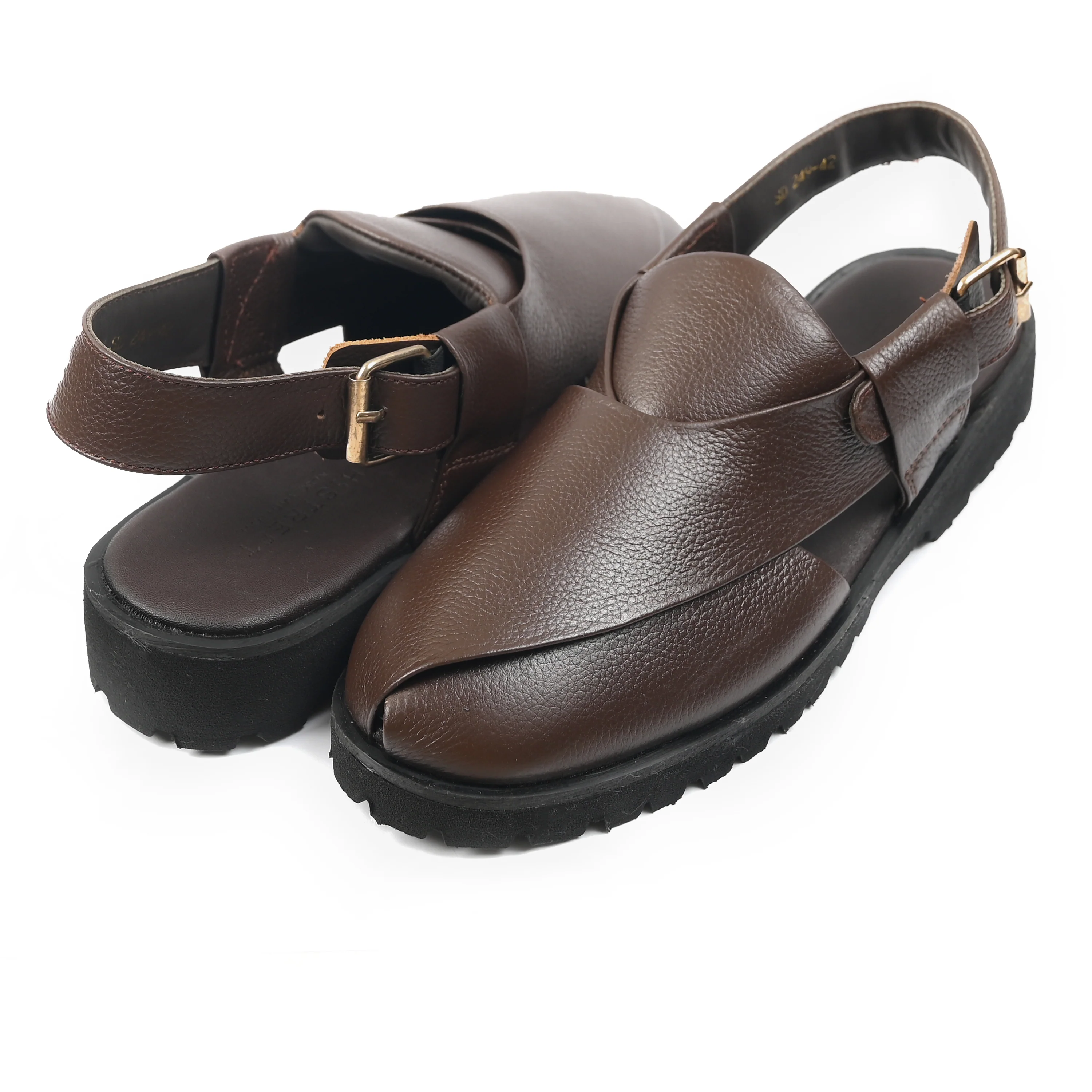 BROWN MILT LEATHER SANDAL - Image 5