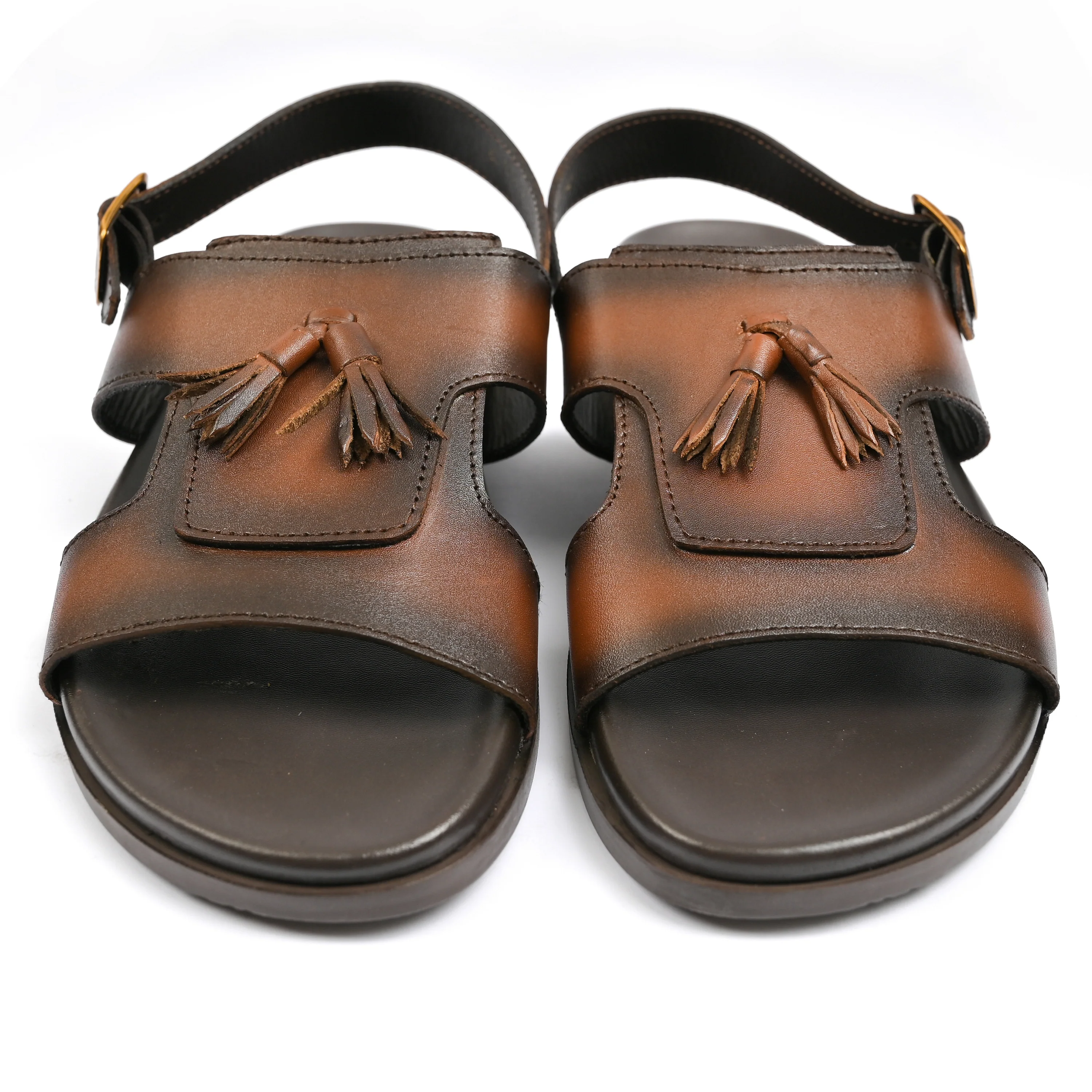 BROWN LEATHER TASSEL SANDAL - Image 2