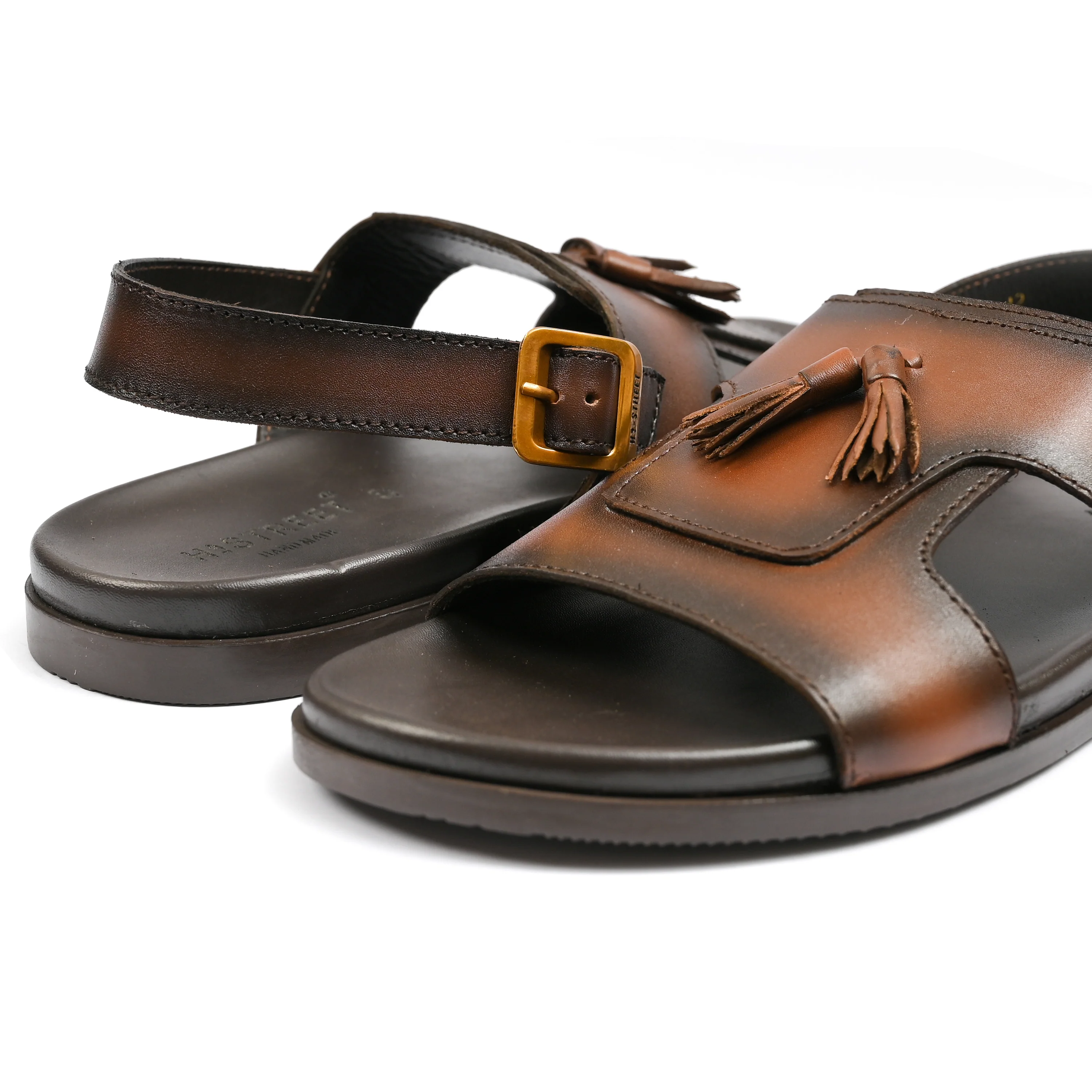 BROWN LEATHER TASSEL SANDAL - Image 4