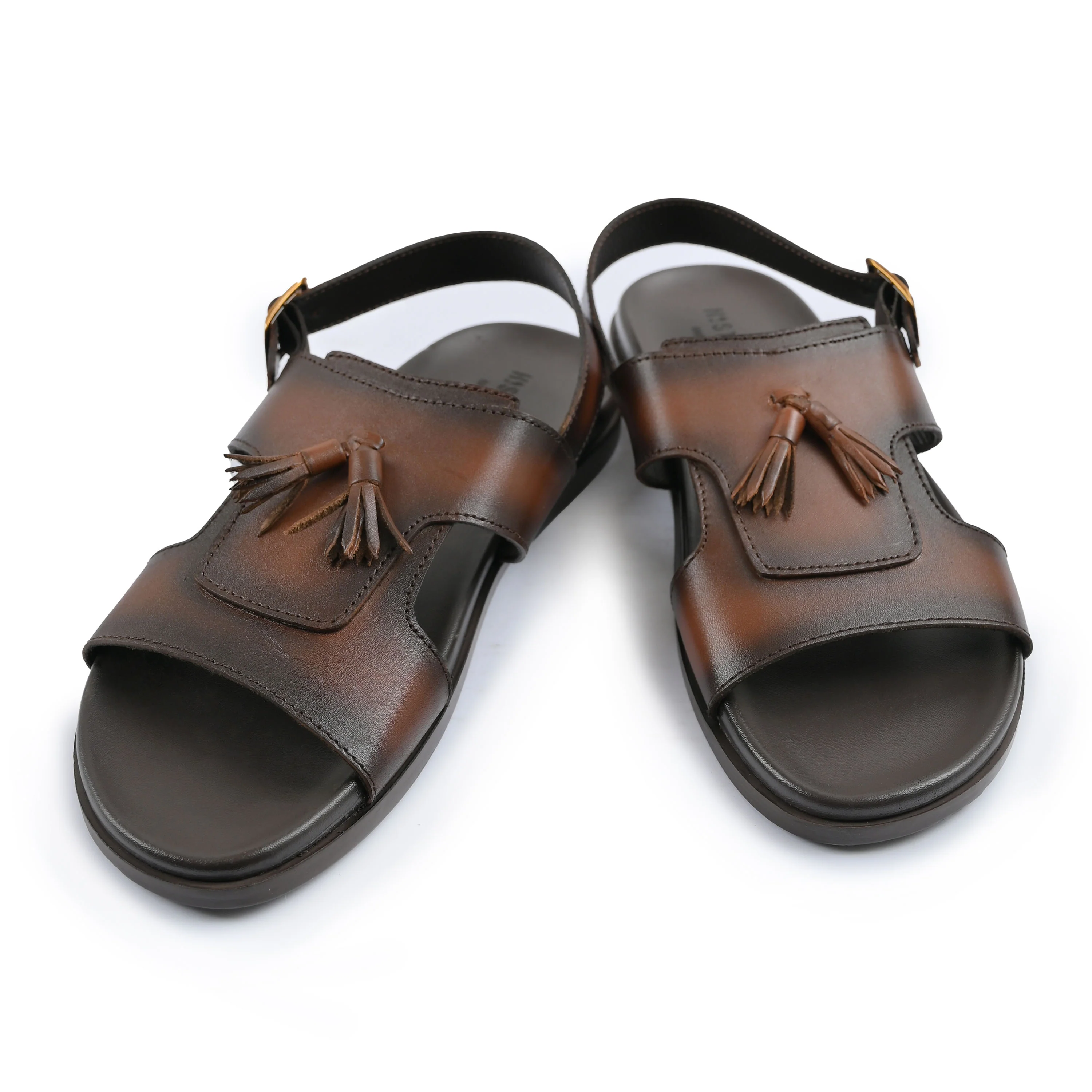 BROWN LEATHER TASSEL SANDAL - Image 5