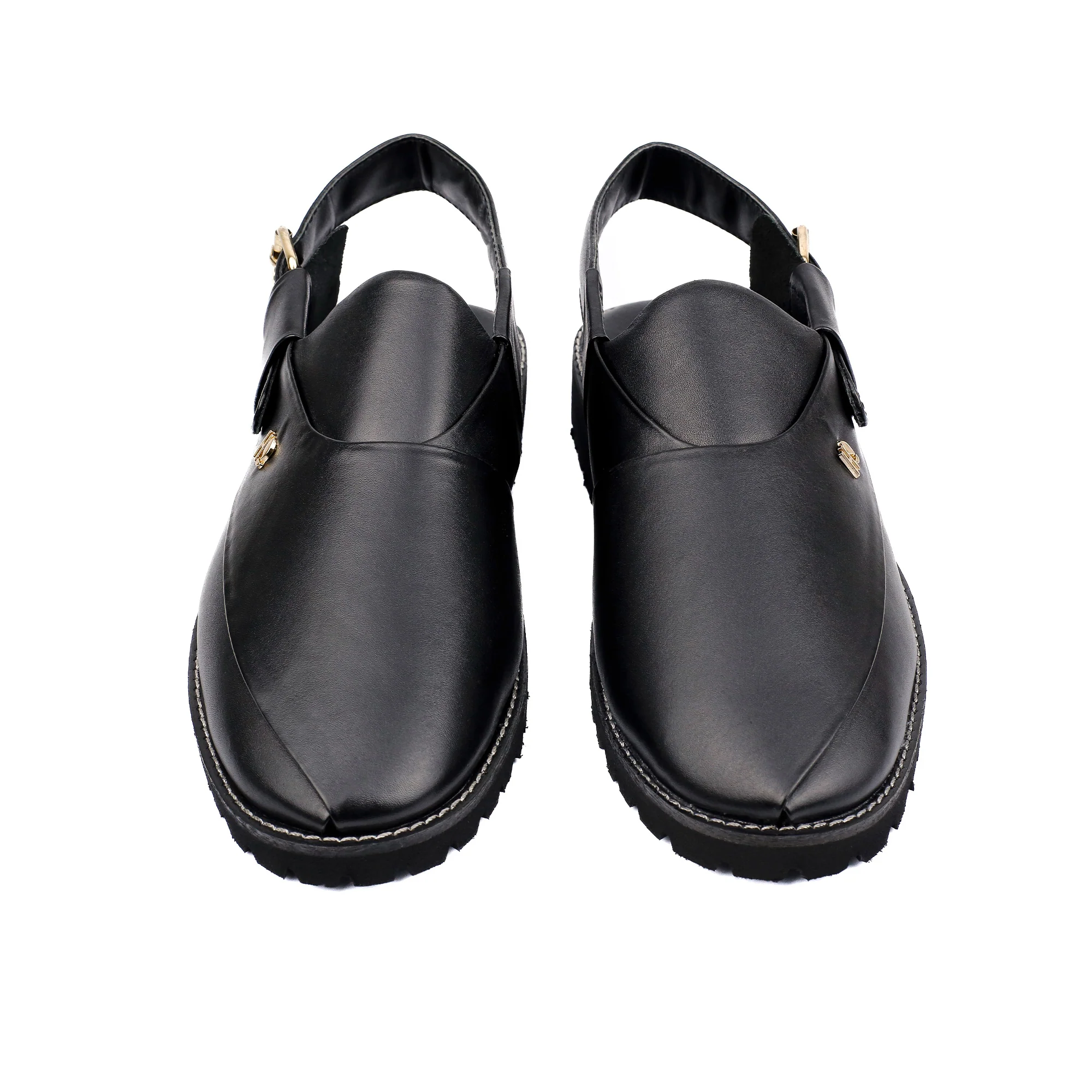 BLACK LEATHER TRADITIONAL SANDAL - Image 3