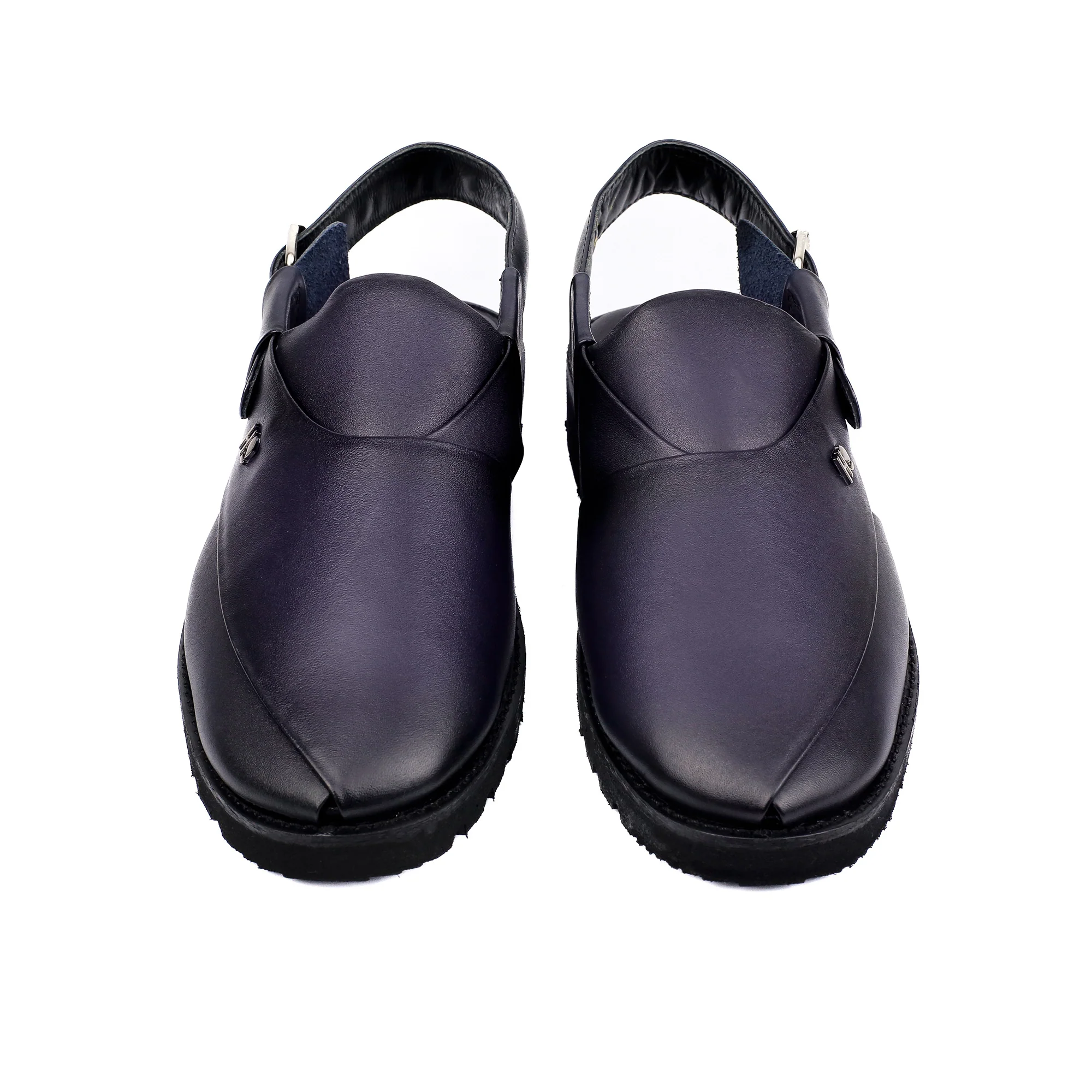 NAVY LEATHER TWO TONE SANDAL - Image 3