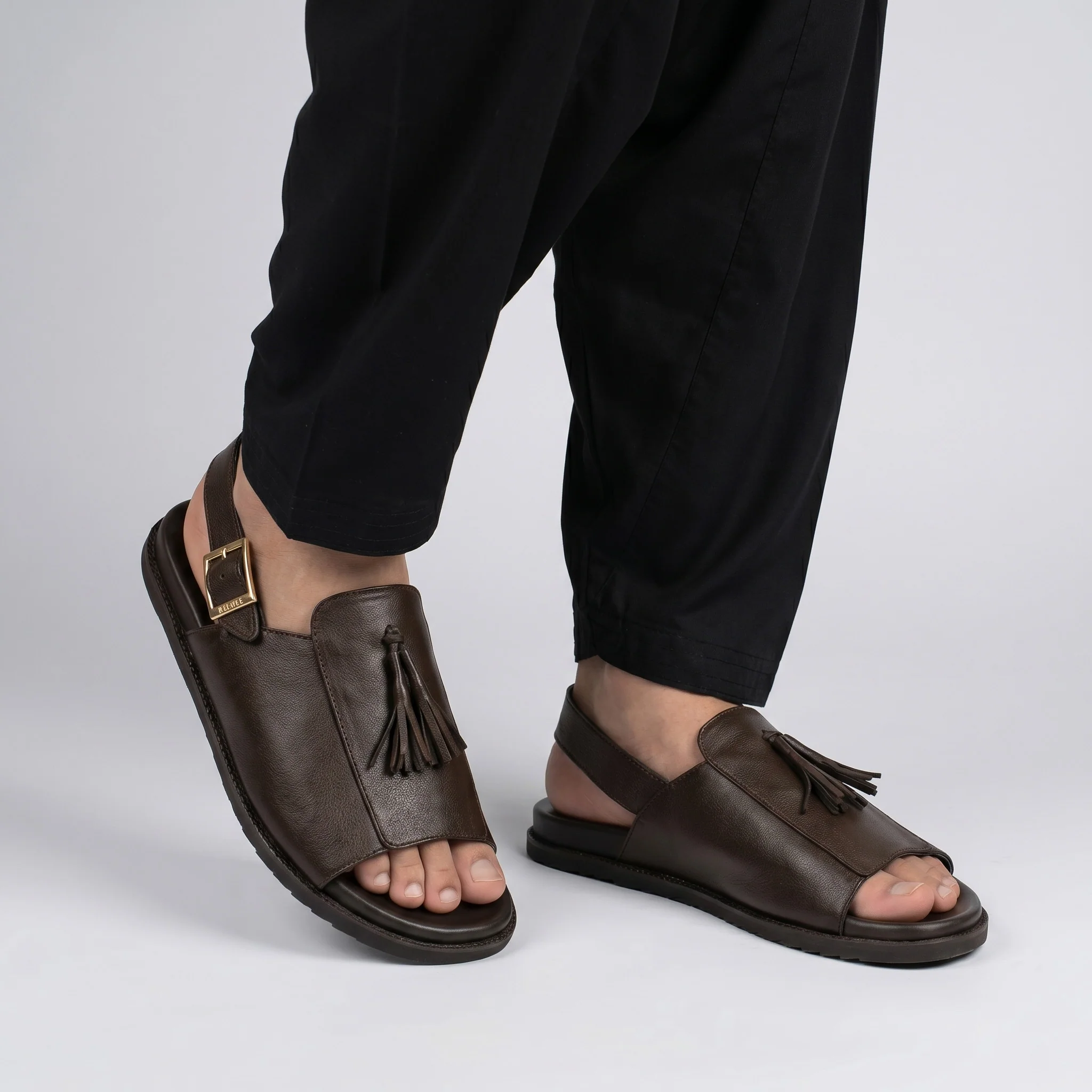 MILLED LEATHER TASSEL SANDAL - Image 2