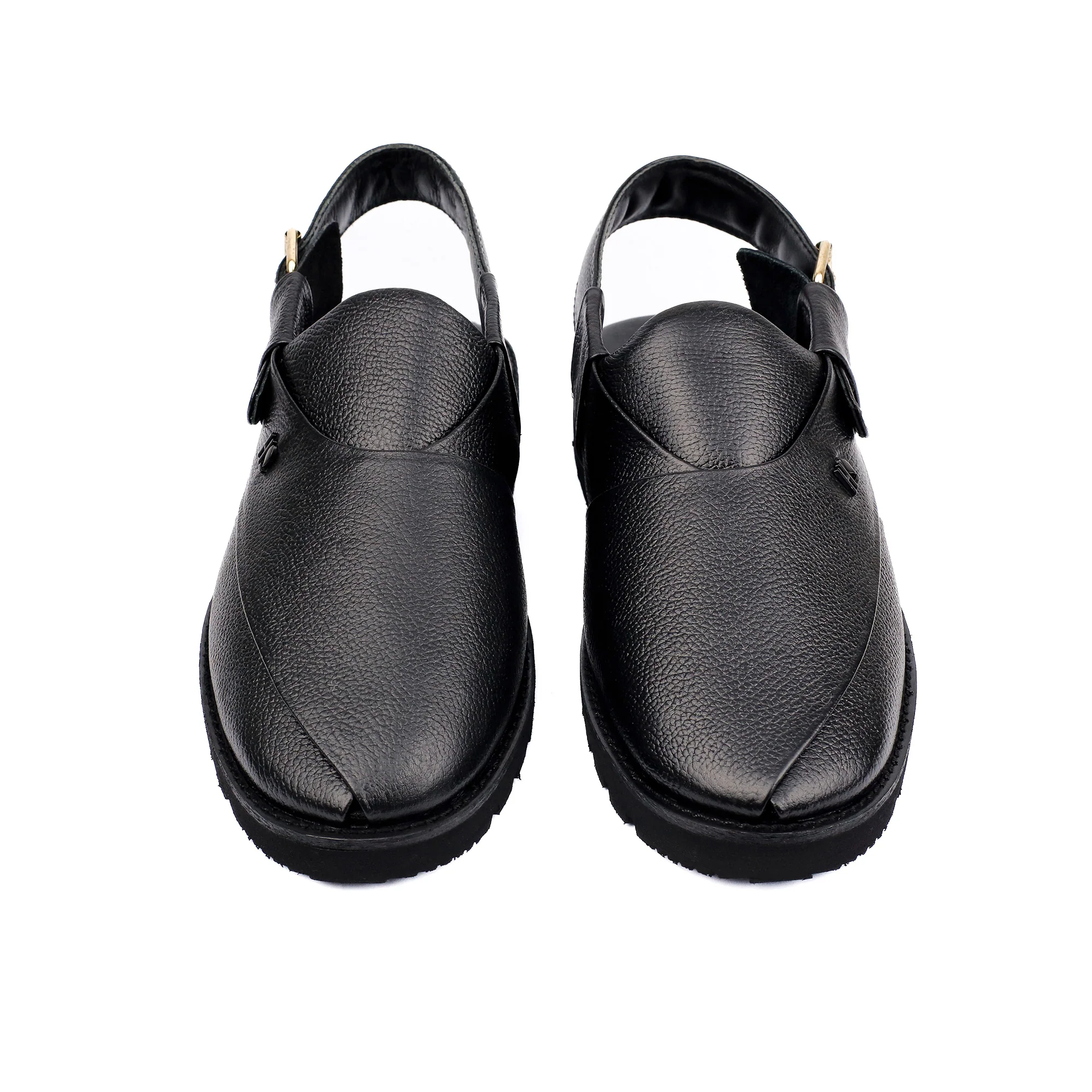 BLACK MILLED LEATHER SANDAL - Image 3