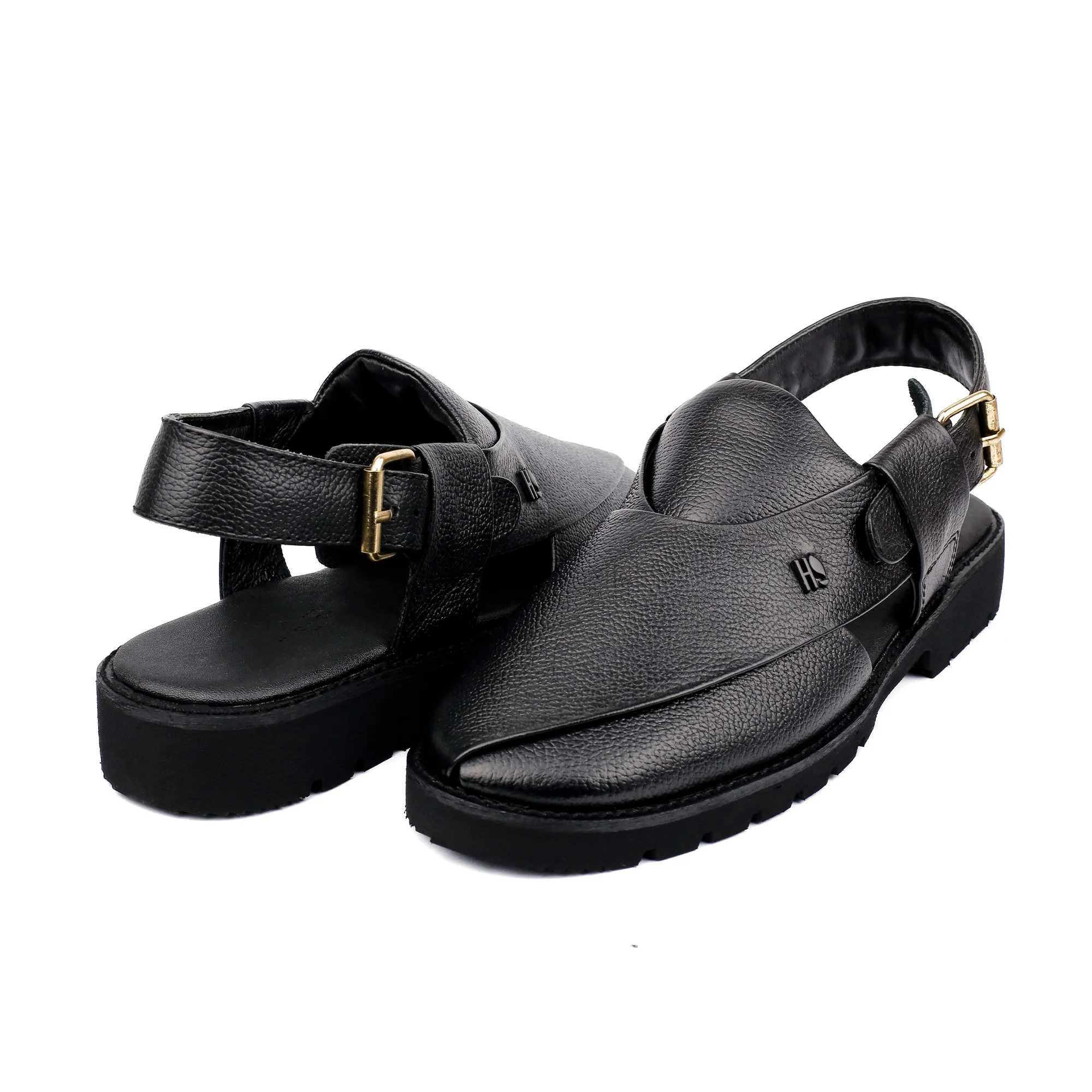 BLACK MILLED LEATHER SANDAL - Image 5