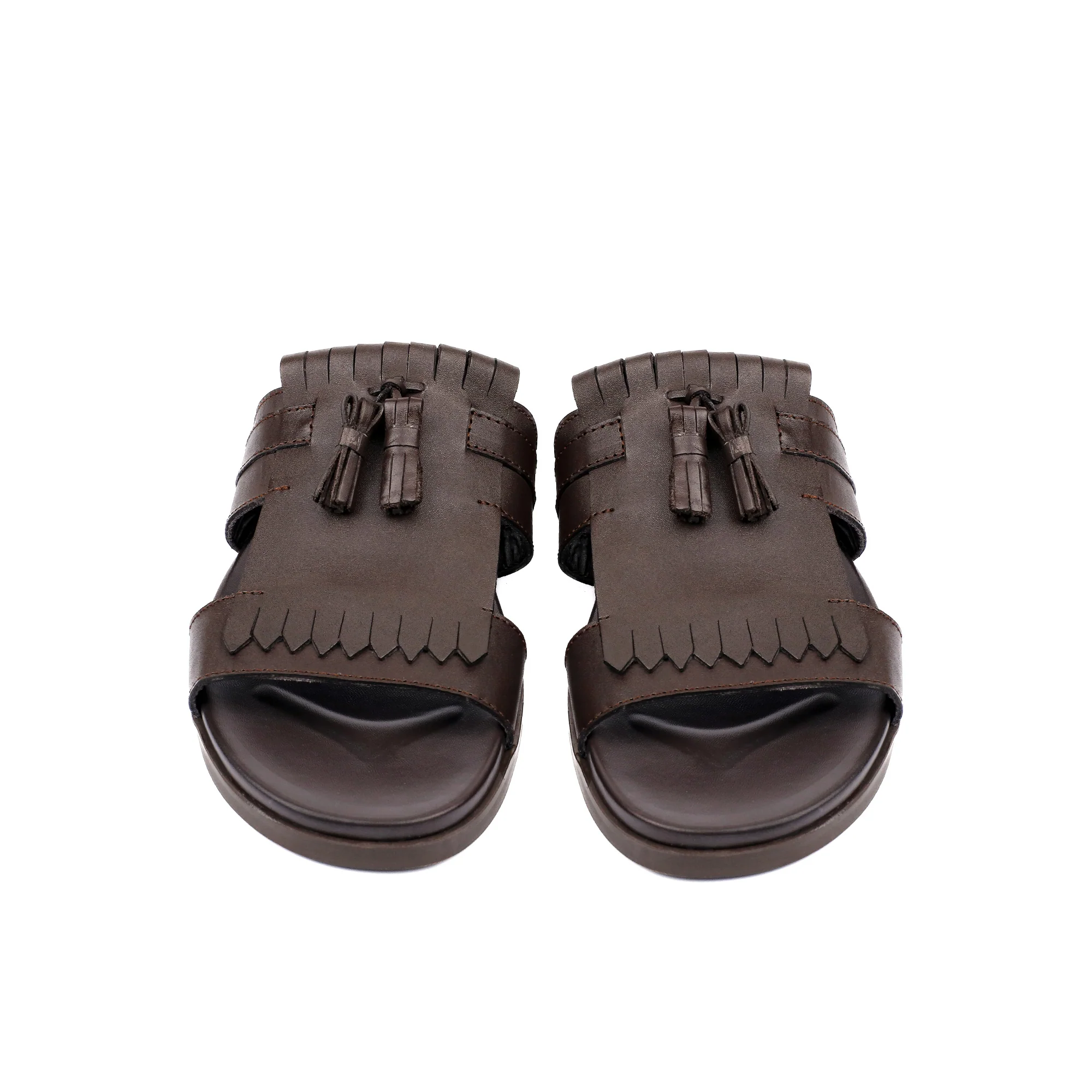 BROWN LEATHER TASSEL SLIPPER - Image 3