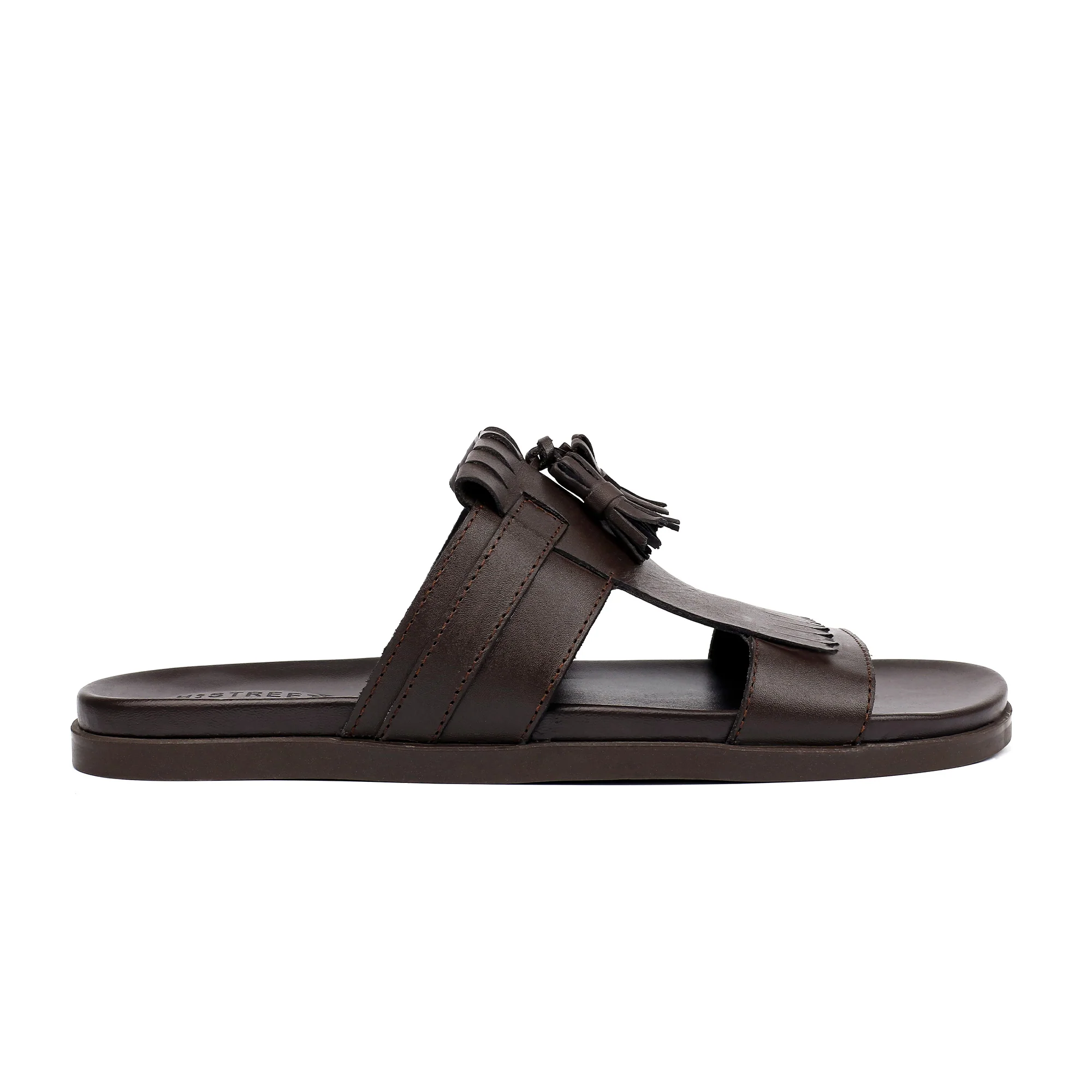 BROWN LEATHER TASSEL SLIPPER - Image 4