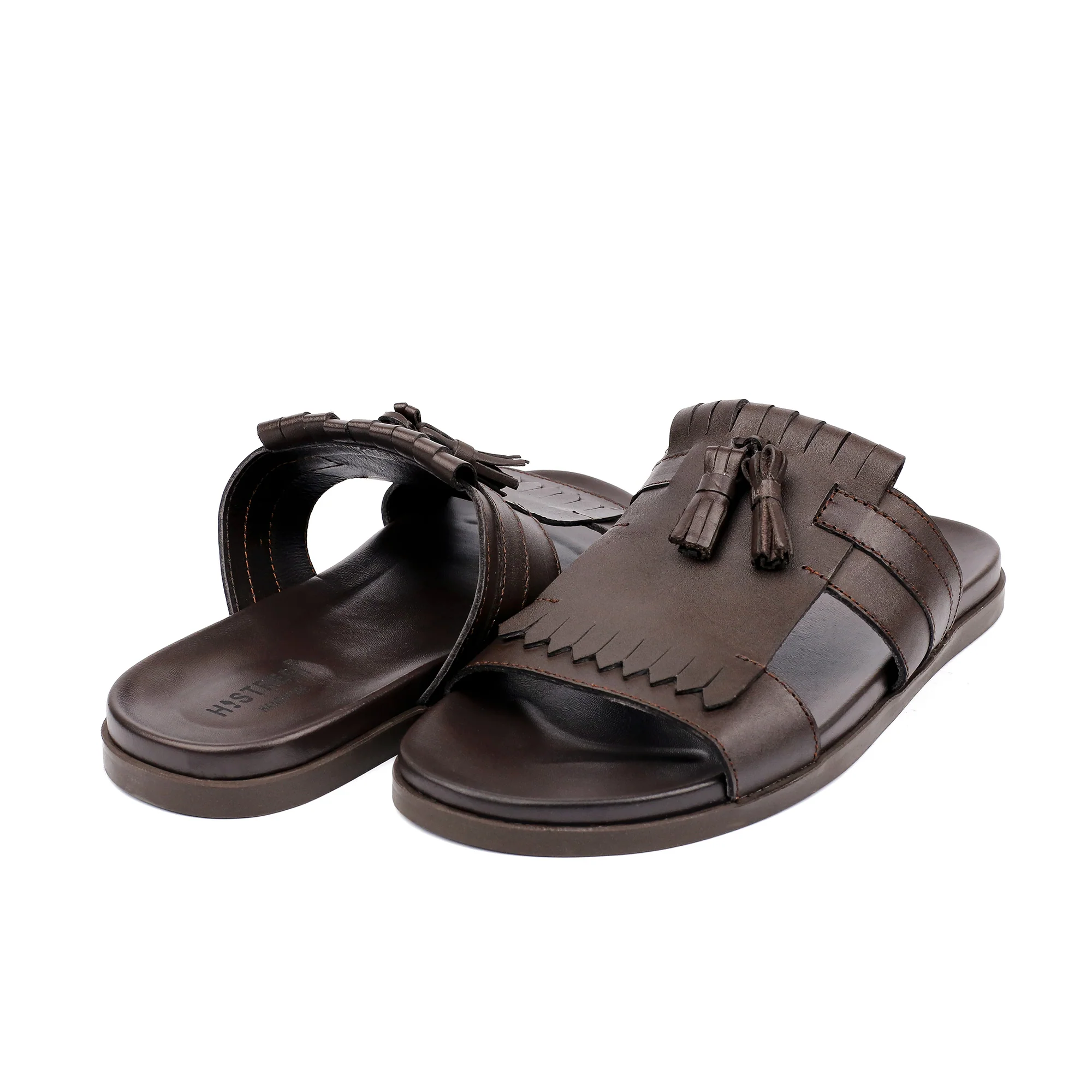 BROWN LEATHER TASSEL SLIPPER - Image 5