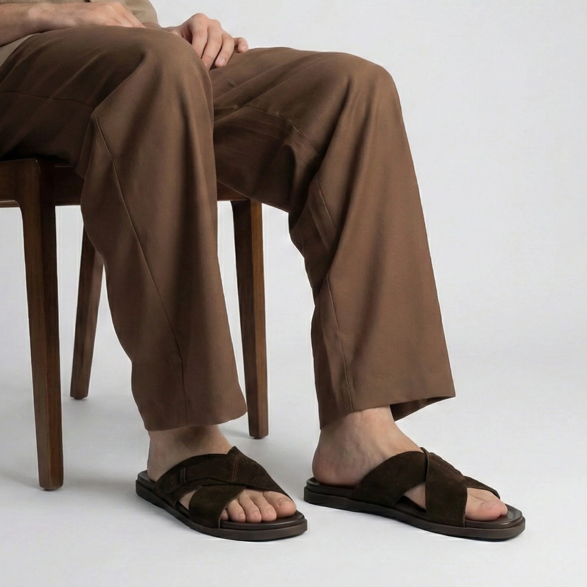 BROWN SUEDE LEATHER EVA SLIPPER - Image 2