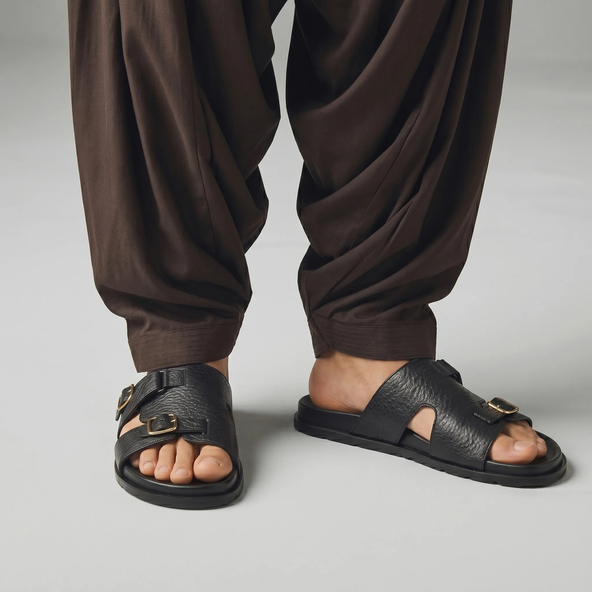 BLACK LEATHER EVA SLIPPER - Image 2
