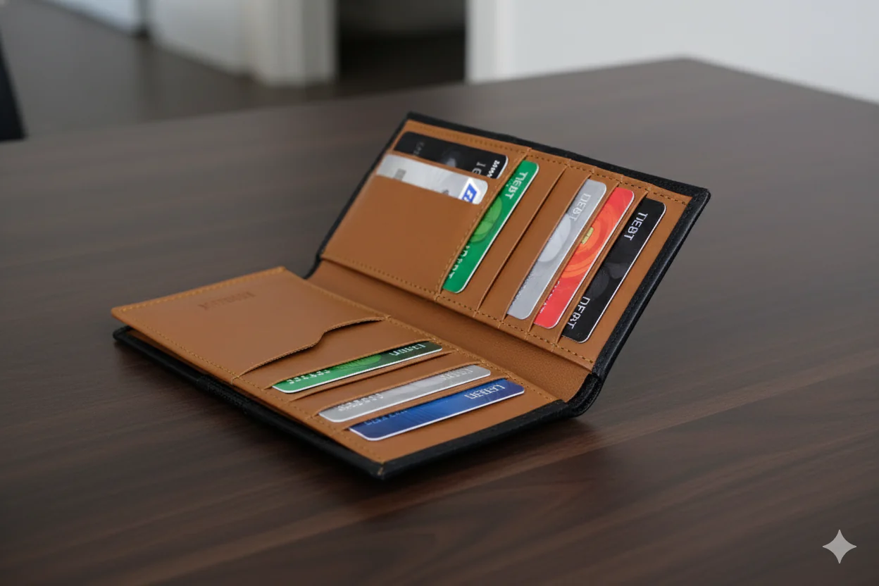 BLACK LEATHER LONG WALLET - Image 2