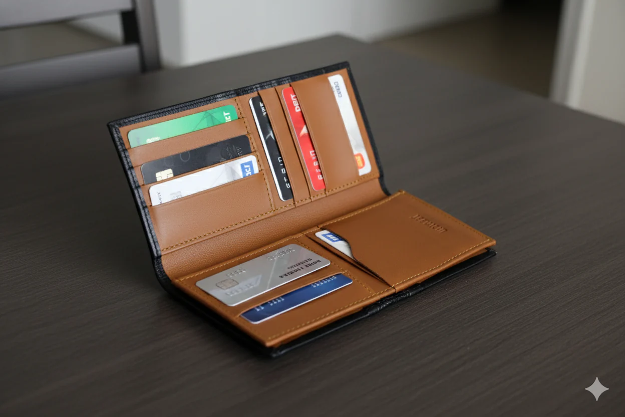 BLACK LEATHER LONG WALLET - Image 3