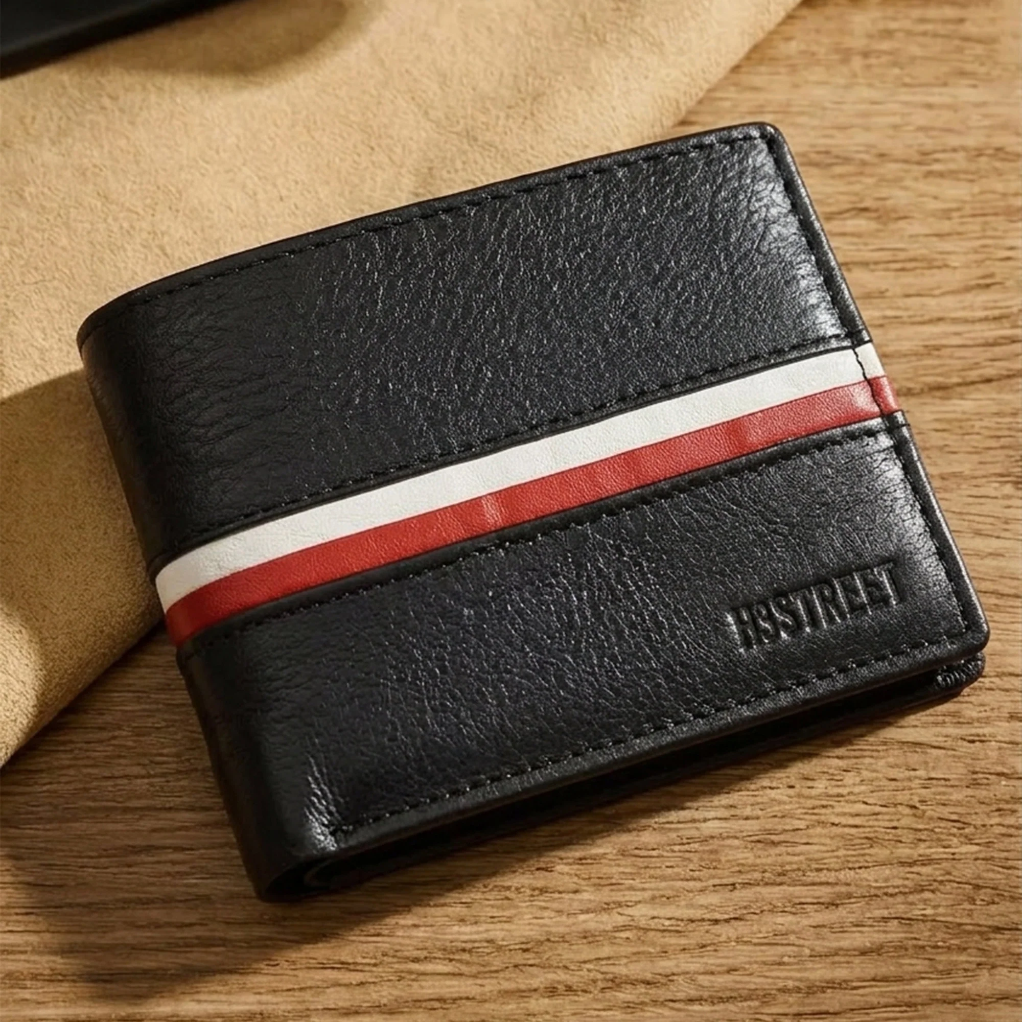 BLACK ANILINE LEATHER WALLET - Image 2